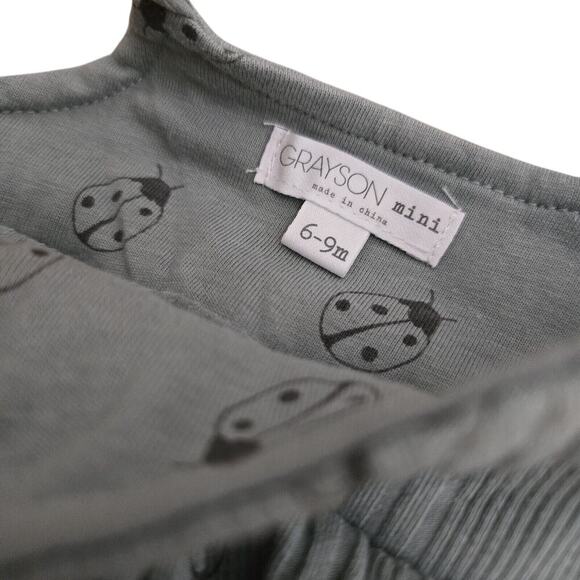 Grayson MiniGrayson Mini Baby Girls' Ladybug Romper with Headband -‎ Green 6-9M - Picture 4 of 4